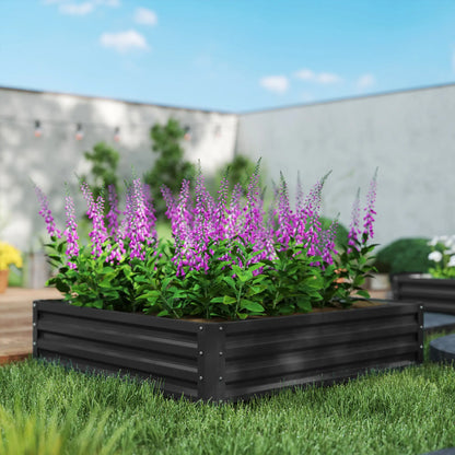 4' x 4' x 1' Galvanized Steel Raised Garden Bed, Grey Galvanized Planter Boxes at Gallery Canada