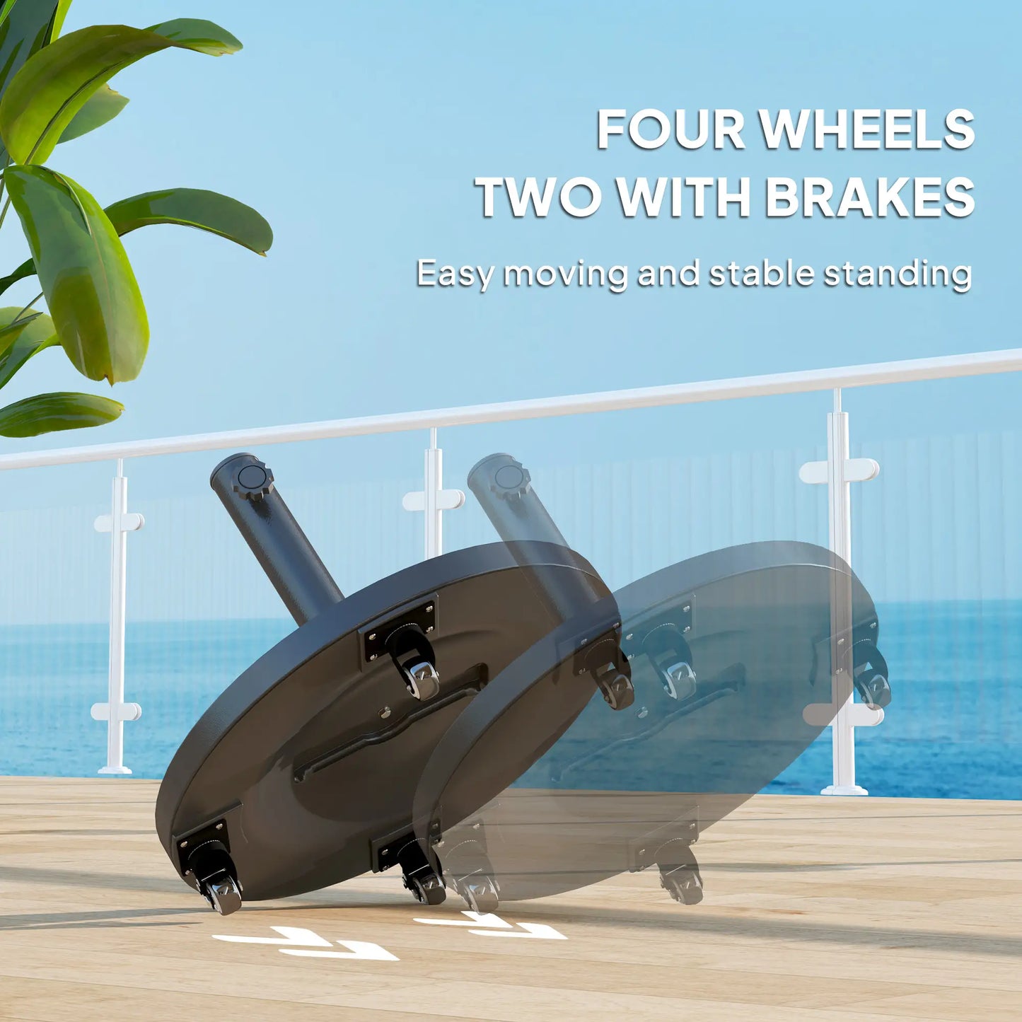 46lbs Resin Round Patio Umbrella Base With Wheels, Black Umbrella Bases at Gallery Canada