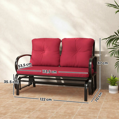 2-Person Outdoor Glider Chair, Steel Frame with Cushions, Red Outdoor Gliders at Gallery Canada