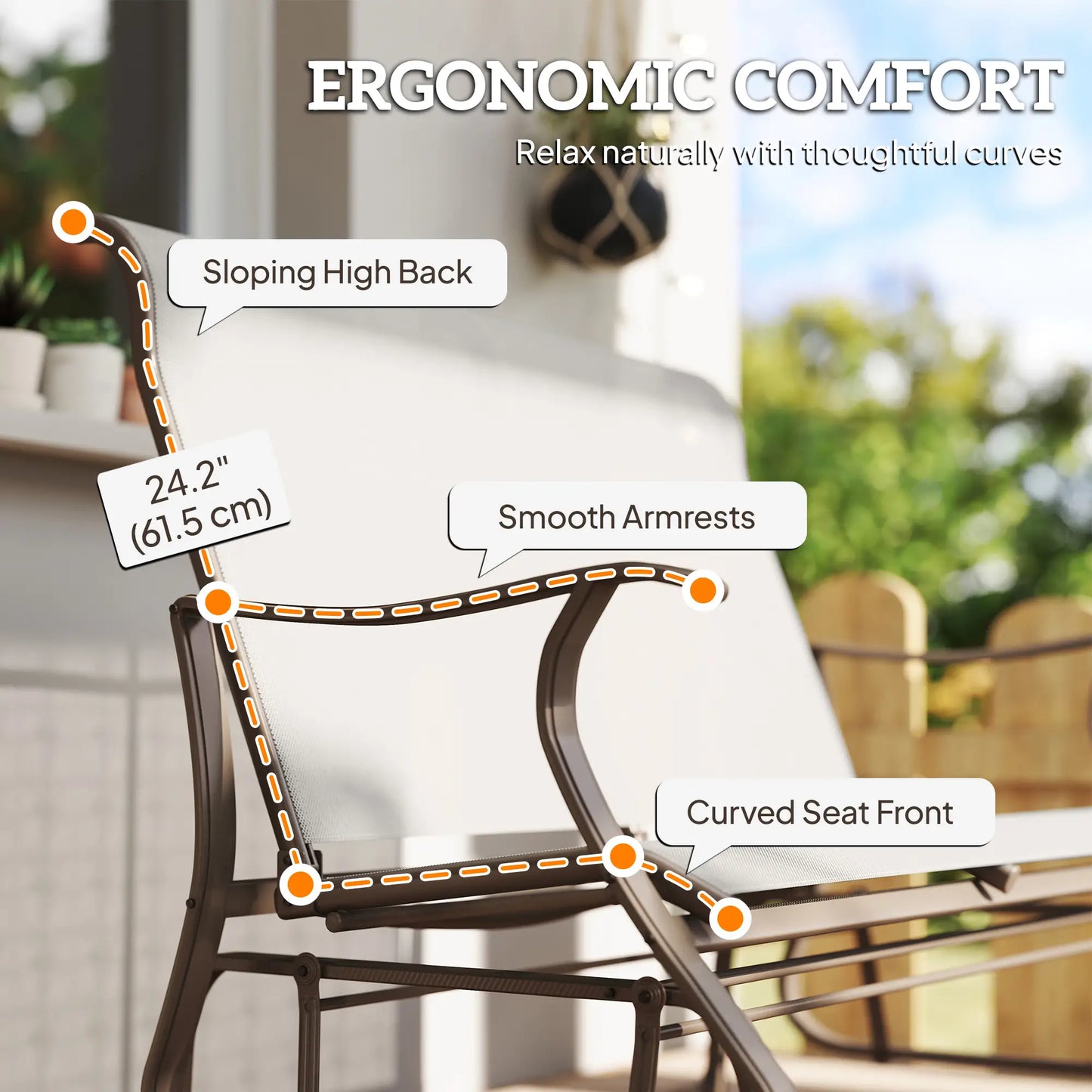 Double Gliding Chair, Patio Glider, Outdoor Mesh Seat, Steel Frame, Cream White Outdoor Gliders at Gallery Canada
