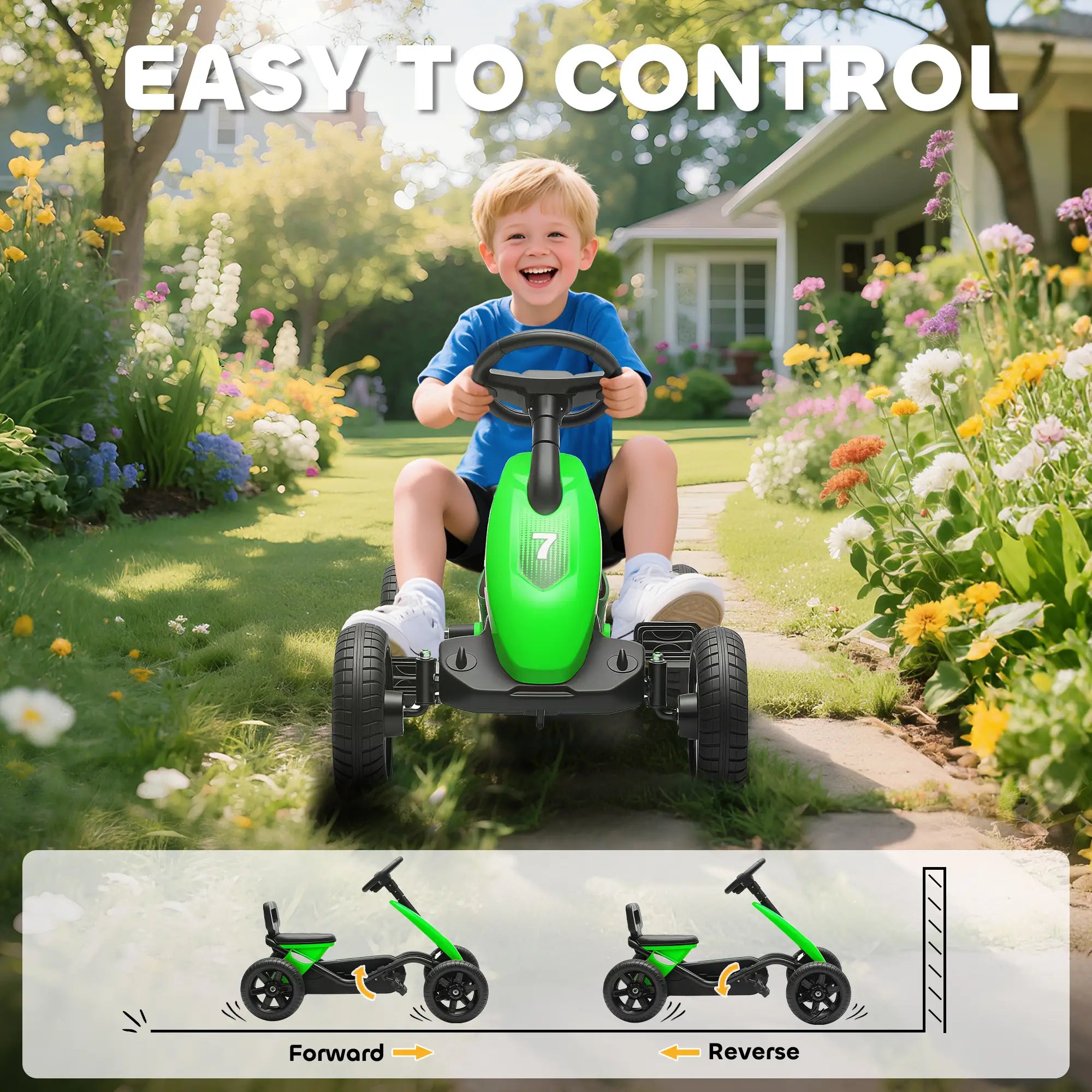 Kids Pedal Go Kart, 2-5 Years, Silent EVA Wheels, Metal Frame, Green Pedal Go Karts for Kids at Gallery Canada