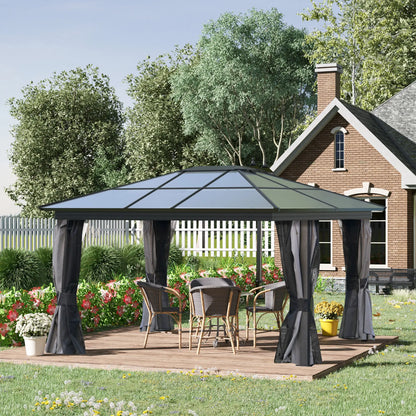 12' x 15' Hardtop Gazebo, Polycarbonate Roof, Aluminum Frame, Dark Grey