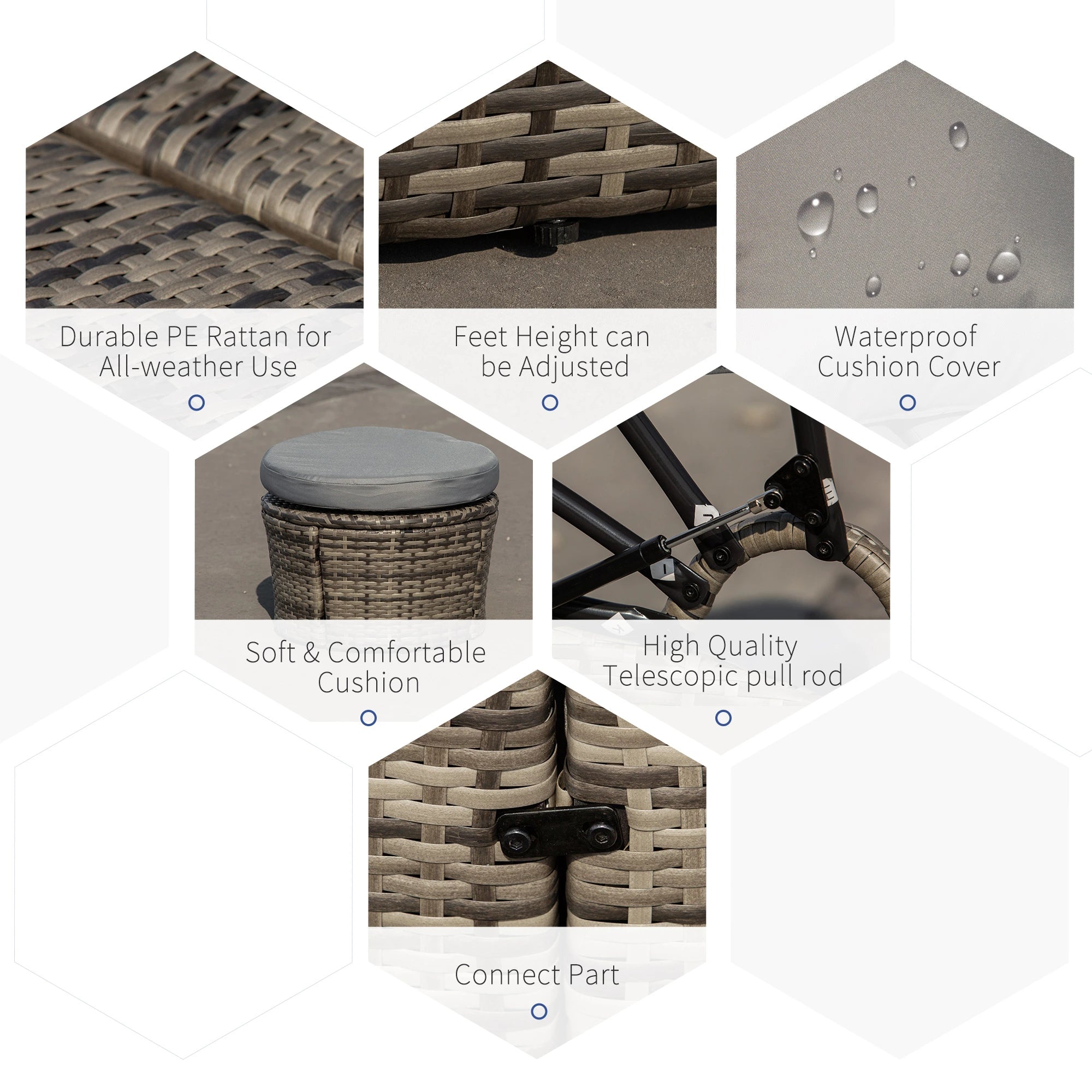 Outdoor Daybed with Canopy, PE Rattan Round Sofa, Patio Set with Cushions, Grey Daybeds at Gallery Canada