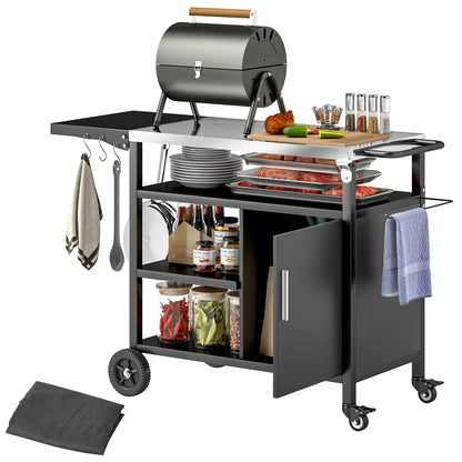 Outdoor BBQ Stand, Foldable Side Table, Stainless Steel Top, Pizza Oven Table Outdoor Grill Carts at Gallery Canada
