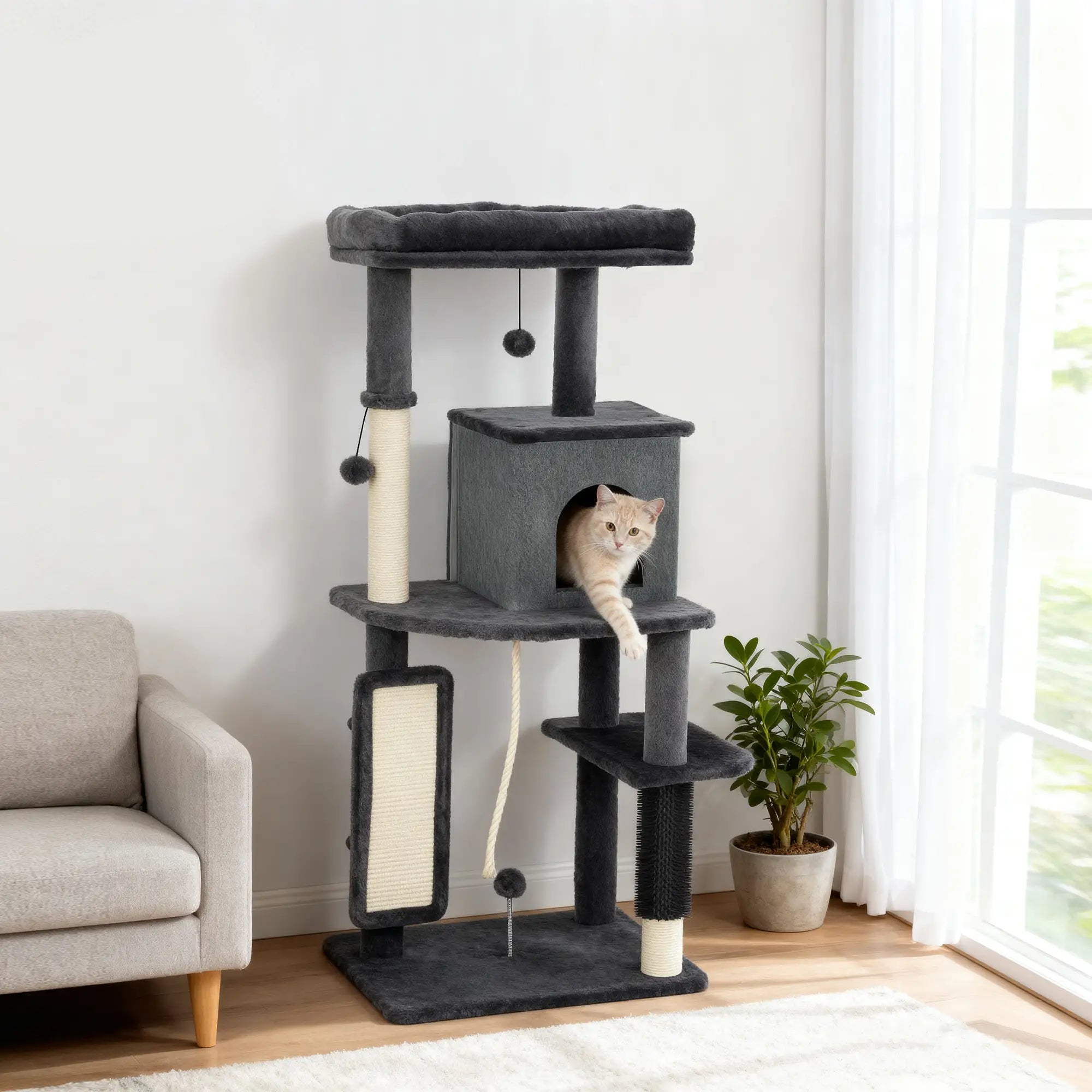 52-Inch Cat Tree with Scratching Posts, Bed, Condo, Platforms Multi-Level Cat Towers at Gallery Canada