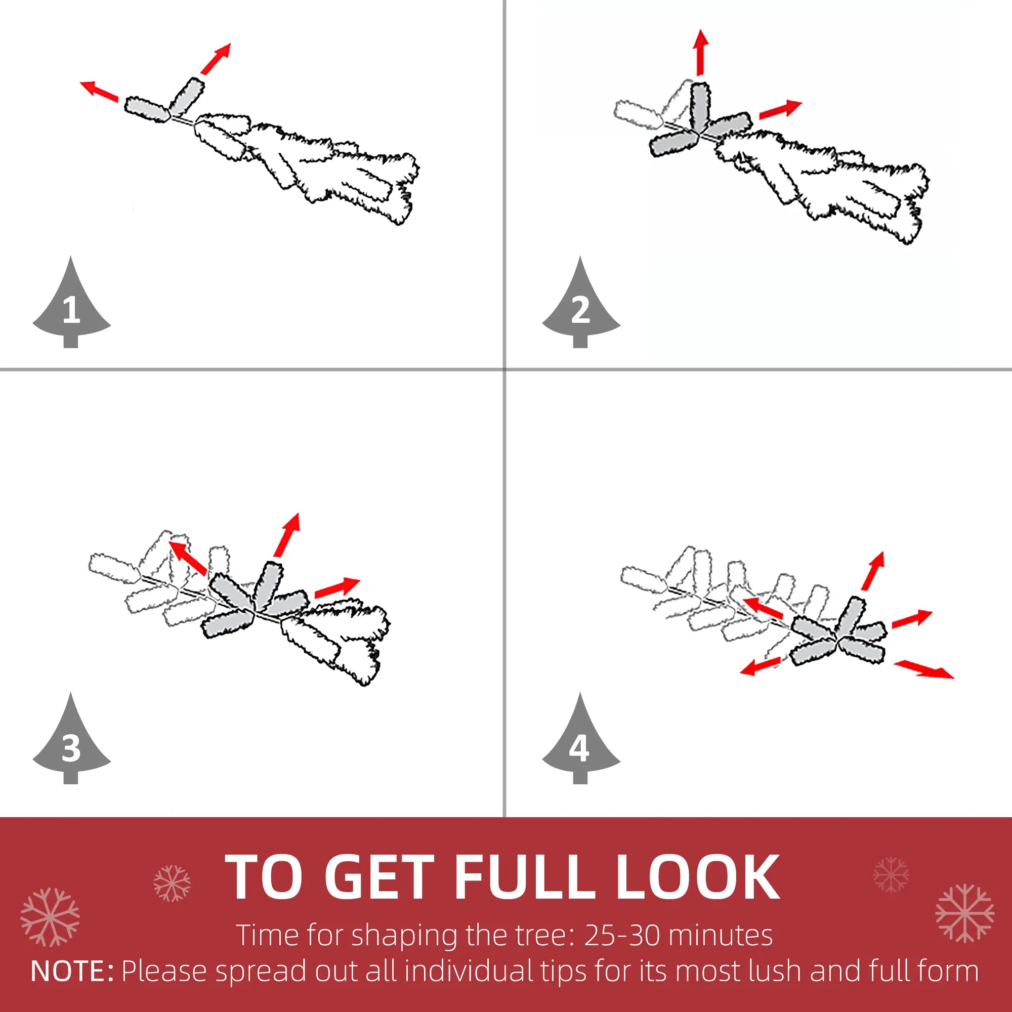 6 Foot Flocked Artificial Christmas Tree, 600 Pine Branches, Pine Cones, Red Berries, Auto Open, Green Pencil Christmas Trees at Gallery Canada