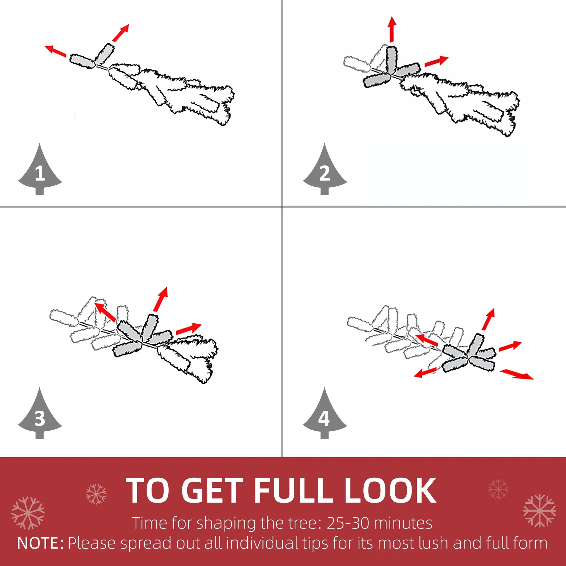 6 Foot Flocked Artificial Christmas Tree, 600 Pine Branches, Pine Cones, Red Berries, Auto Open, Green Pencil Christmas Trees at Gallery Canada