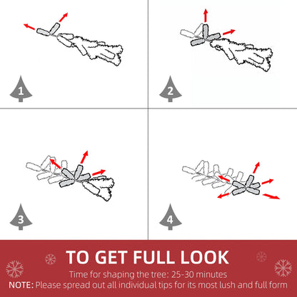 6 Foot Flocked Artificial Christmas Tree, 600 Pine Branches, Pine Cones, Red Berries, Auto Open, Green Pencil Christmas Trees at Gallery Canada