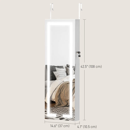 LED Lighted Jewelry Armoire with Mirror, Lockable Door, White Jewelry Armoire & Jewellery Mirror Cabinets at Gallery Canada