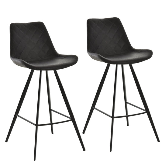 Set of 2 Microfiber Cloth Bar Stools, Multi-functional Kitchen Stools, Bar Chair with Metal Leg Padded Cushion Seat for Dining, Black - Gallery Canada