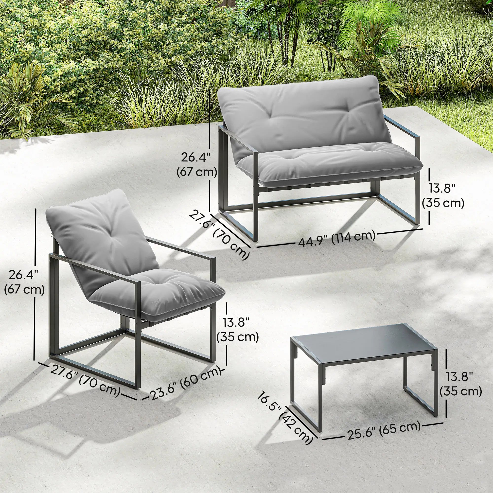 4 Piece Outdoor Furniture Set, Patio Conversation Set, Light Grey Patio Furniture Sets at Gallery Canada
