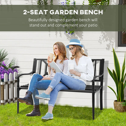 Steel Garden Bench, 2-Person Patio Loveseat, Black Outdoor Benches at Gallery Canada