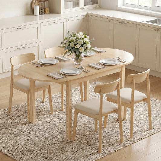Solid Wood Drop Leaf Kitchen Table, Folding Dining Table, Natural Bar Tables & Dining Tables Natural at Gallery Canada