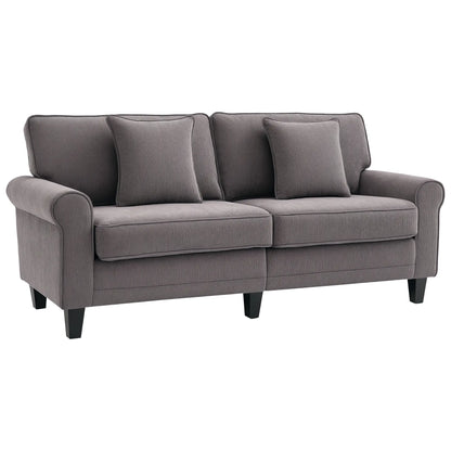 Modern 3 Seater Sofa, Corduroy Fabric, Pine Wood Legs, Light Grey 3-Seater Sofas at Gallery Canada