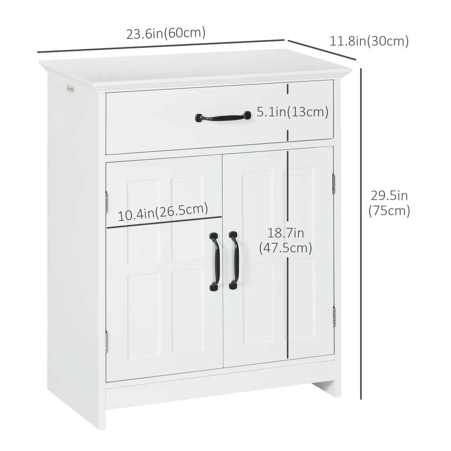 Bathroom Cabinet, 2 Doors, Adjustable Shelves, 23.6"x11.8"x29.5", White Bathroom Cabinets at Gallery Canada