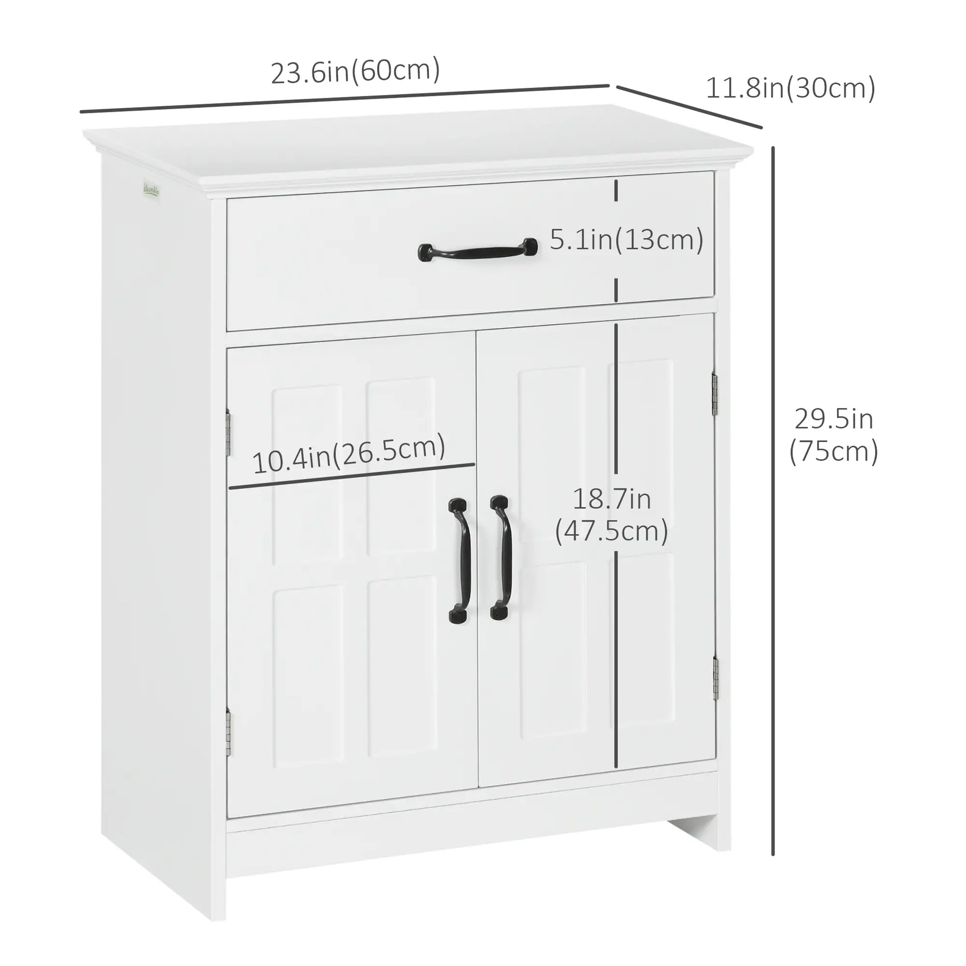 Bathroom Cabinet, 2 Doors, Adjustable Shelves, 23.6"x11.8"x29.5", White Bathroom Cabinets at Gallery Canada
