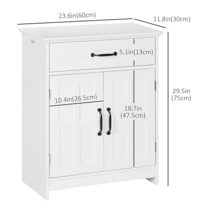 Bathroom Cabinet, 2 Doors, Adjustable Shelves, 23.6"x11.8"x29.5", White Bathroom Cabinets at Gallery Canada