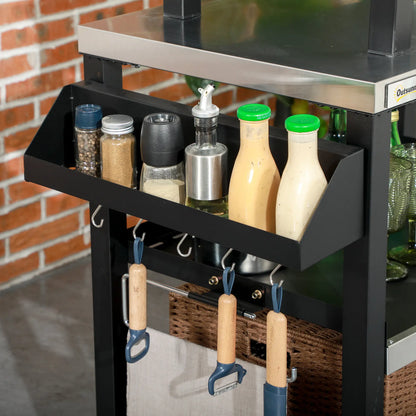 3-Shelf Outdoor Grill Cart, Stainless Steel Pizza Oven Stand On Wheels, Black Outdoor Grill Carts at Gallery Canada