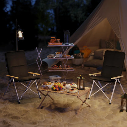 Portable Folding Camp Chairs 2 Pack, Padded Seat, High Back Recliner, Black Picnic Tables & Camping Chairs at Gallery Canada