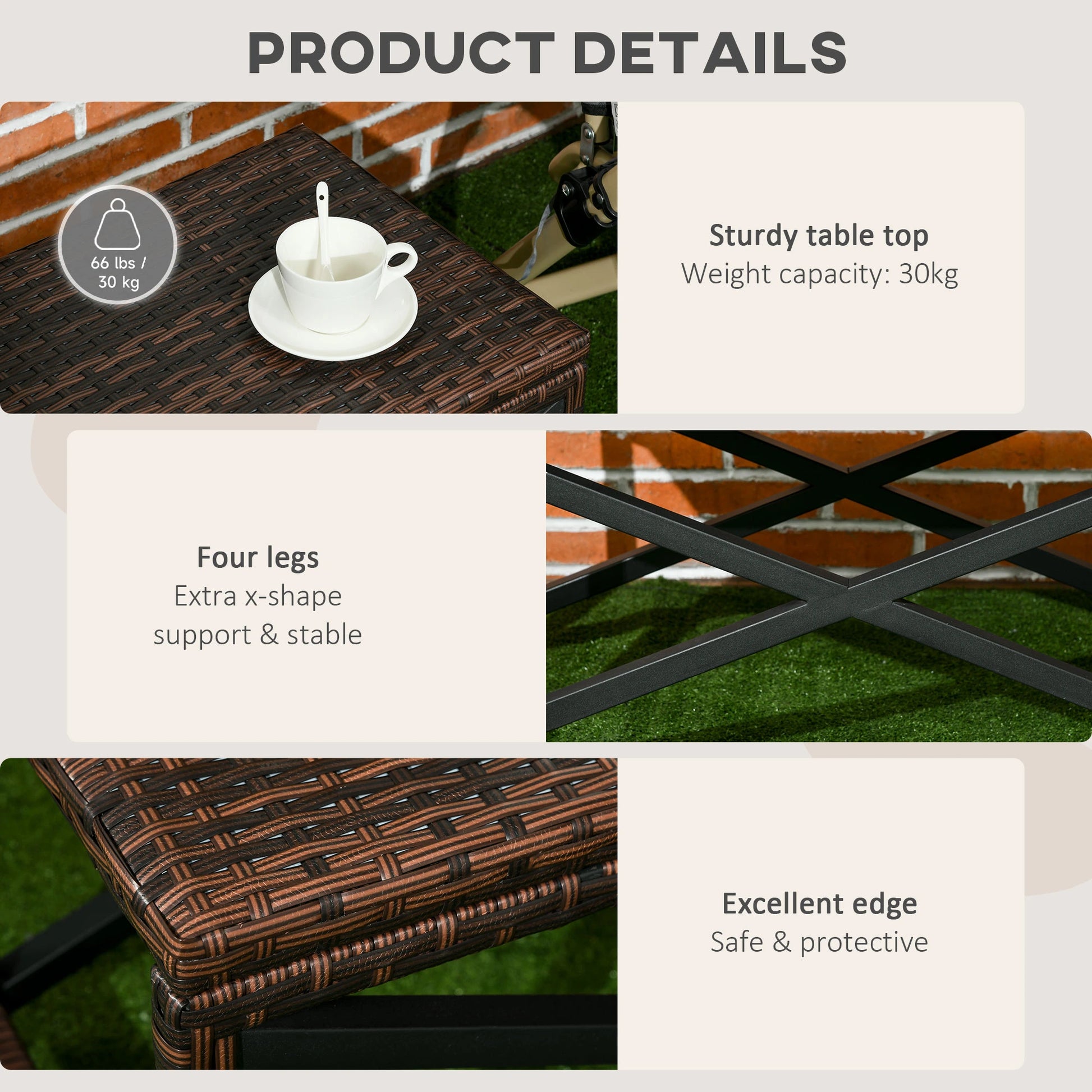 Patio Wicker End Table, Outdoor PE Rattan Side Table, Mixed Brown, Brown Patio Side Tables at Gallery Canada