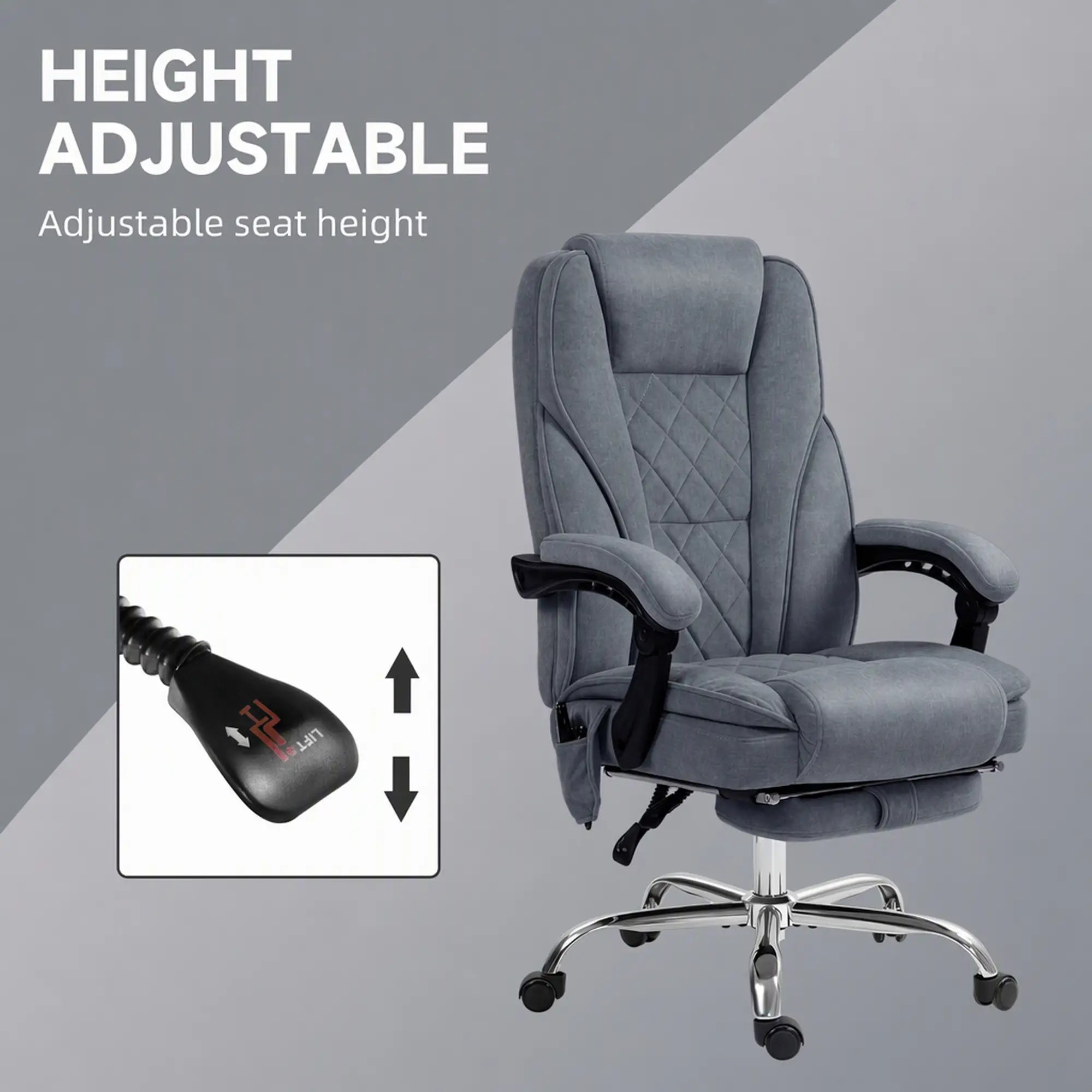 Massage Office Chair, Reclining Computer Chair, Adjustable Height, Footrest, Dark Grey Massage Chairs at Gallery Canada