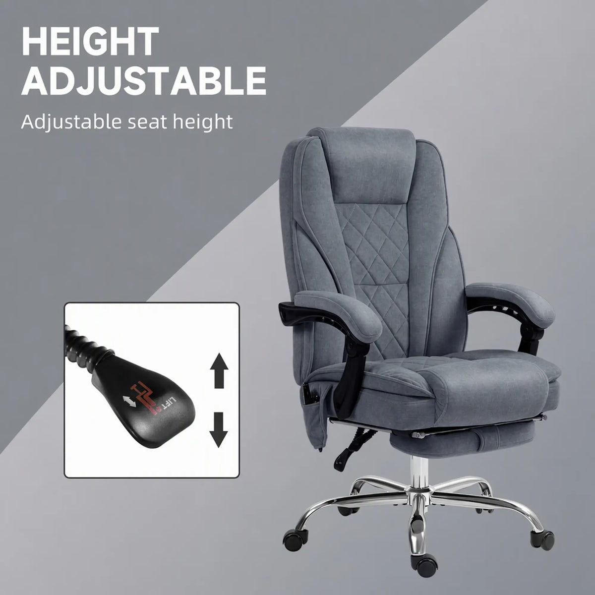 Massage Office Chair, Reclining Computer Chair, Adjustable Height, Footrest, Dark Grey Massage Chairs at Gallery Canada