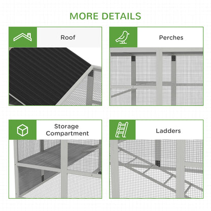 142 Outdoor Wooden Chicken Coop with Run, Ramps, Perches, Grey Chicken Coops at Gallery Canada