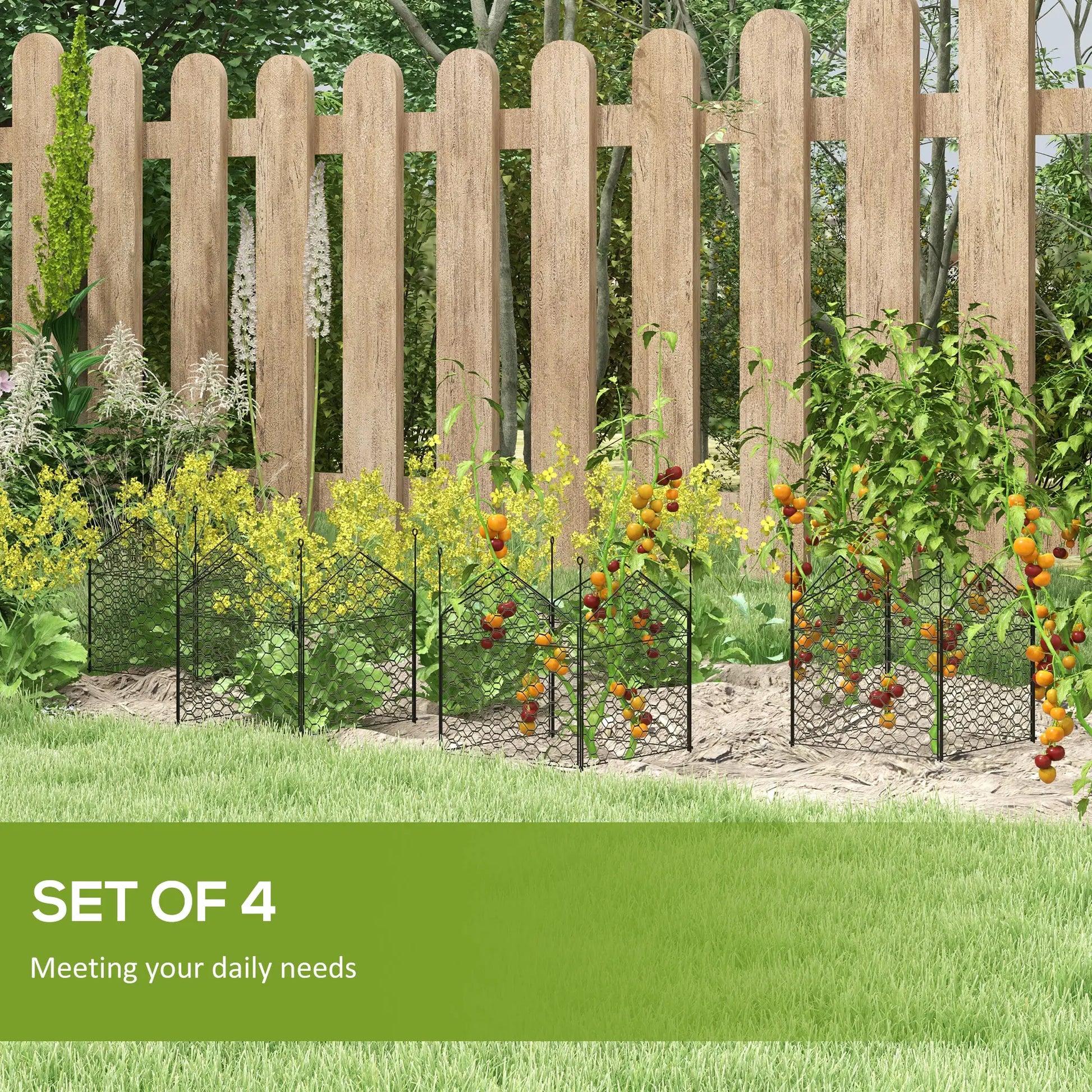 4 Pack Garden Cloches, 12" x 14" Metal Plant Cages, Black Walk In Greenhouses at Gallery Canada