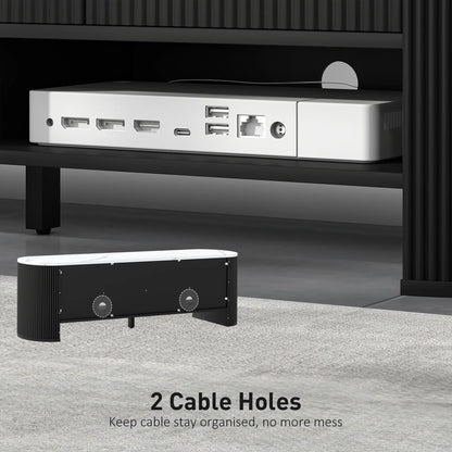 Modern TV Stand, Marble-Effect Top, 3 Drawers, 2 Shelves, 32-65 Inch, Black TV Stands at Gallery Canada