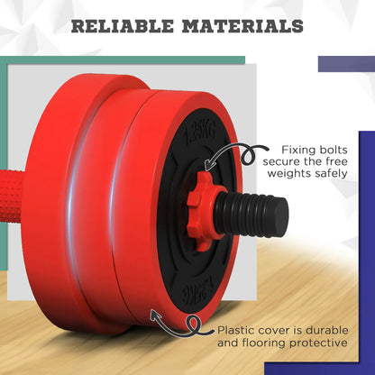 66lbs 4-in-1 Adjustable Weight Dumbbell Set, Barbell, Kettlebell, Red Dumbbells & Barbells at Gallery Canada