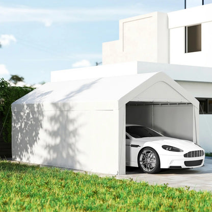 10 x 20 ft Portable Garage, 2 Roll-Up Doors, Removable Sidewalls, White Car Shelters at Gallery Canada