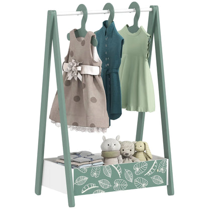Kids Clothing Rack with Storage Shelf, Hangers, Green Kids Bedroom Furniture at Gallery Canada