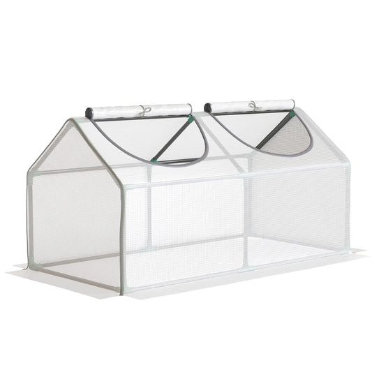 Mini Tunnel Greenhouse, 47" x 24" x 24", Steel Frame PE Cover, White Mini Greenhouses White, Dark Green at Gallery Canada