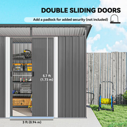 9' X 6.5' Outdoor Metal Garden Shed, Utility Tool Storage, Light Grey Sheds at Gallery Canada