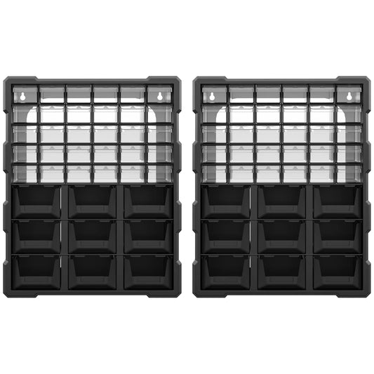 Plastic 39 Drawer Parts Organizer, Wall Mount Storage Cabinet, 2, Black Tool Organizers Black at Gallery Canada