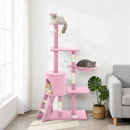 53 Inch Cat Tree Tower, Scratching Posts, Condo, Perches, Hammock, Pink Cat Towers at Gallery Canada