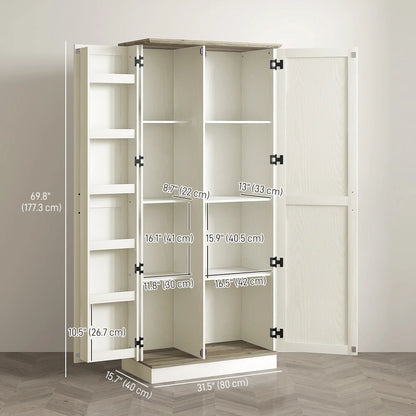 70" Tall Kitchen Pantry Cabinet, Adjustable Shelves, Cream White Kitchen Pantry Cabinets at Gallery Canada