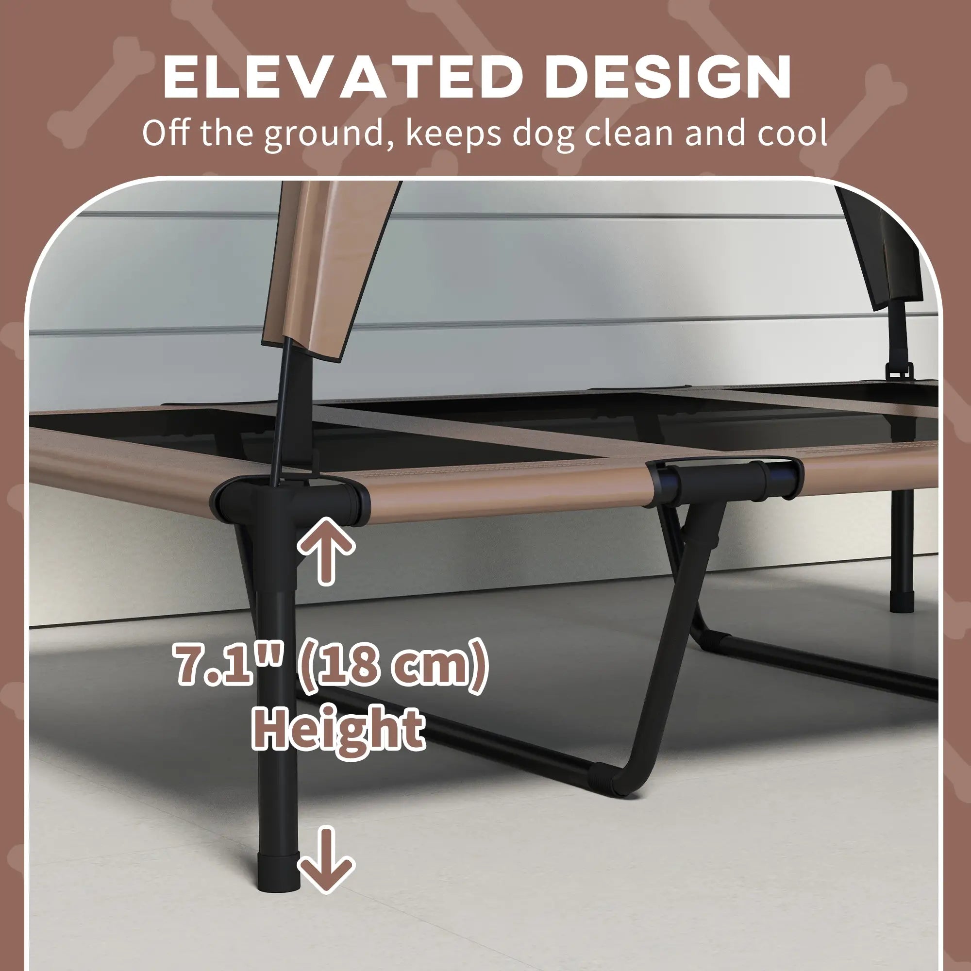 Raised Dog Bed, Cooling Cot with Canopy, Washable Mesh, Large, Coffee Elevated Dog Beds at Gallery Canada