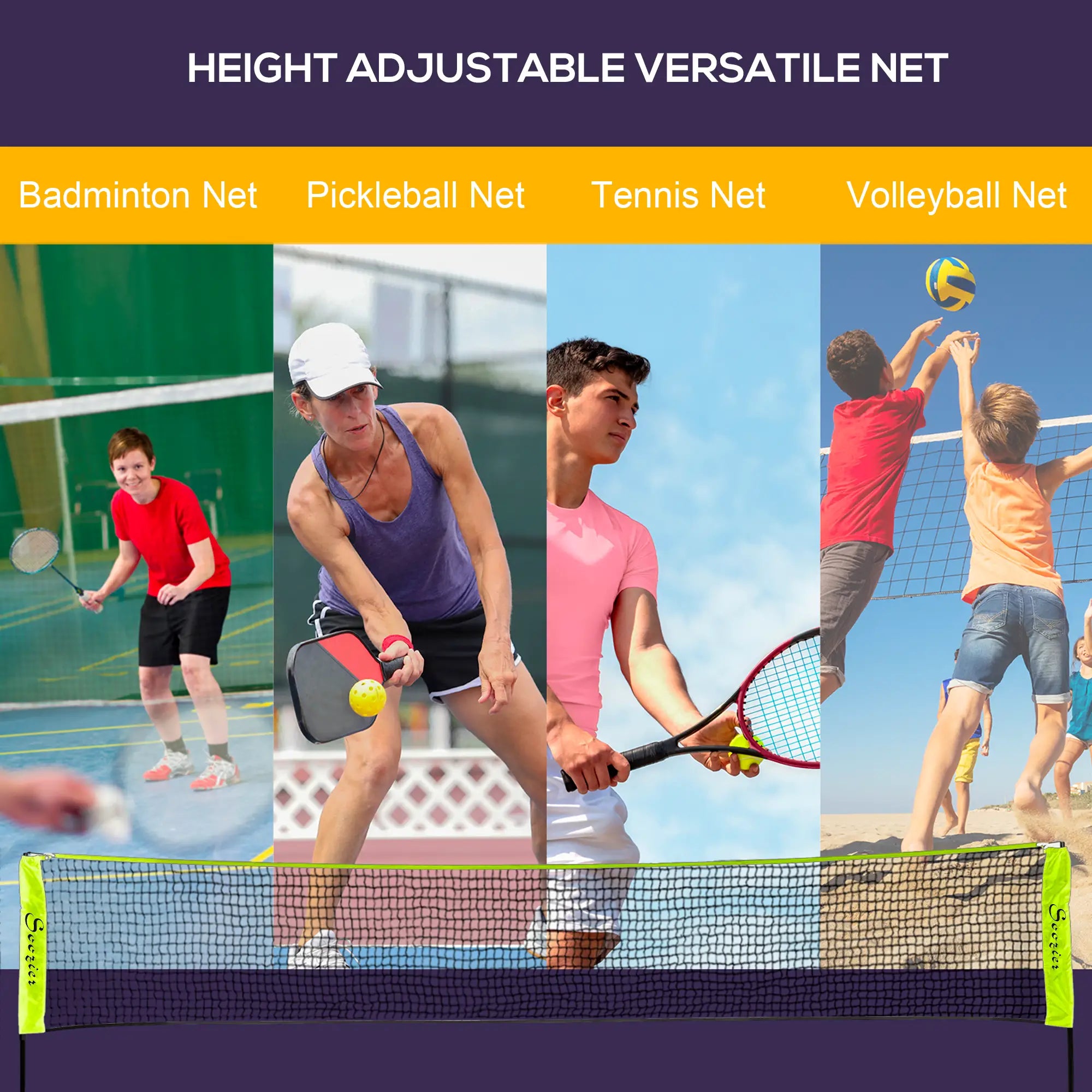 14ft Badminton Net, Height Adjustable, Carry Bag, Yellow Badminton at Gallery Canada