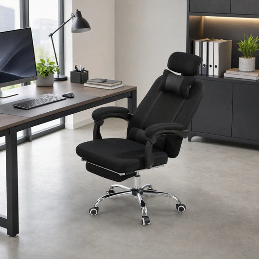 Ergonomic Executive High Back Office Chair, Footrest, Lumbar Support, Black Executive & Manager Chairs Black at Gallery Canada
