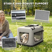 Soft-Sided Pet Carrier Bag for Small Dogs, Light Grey