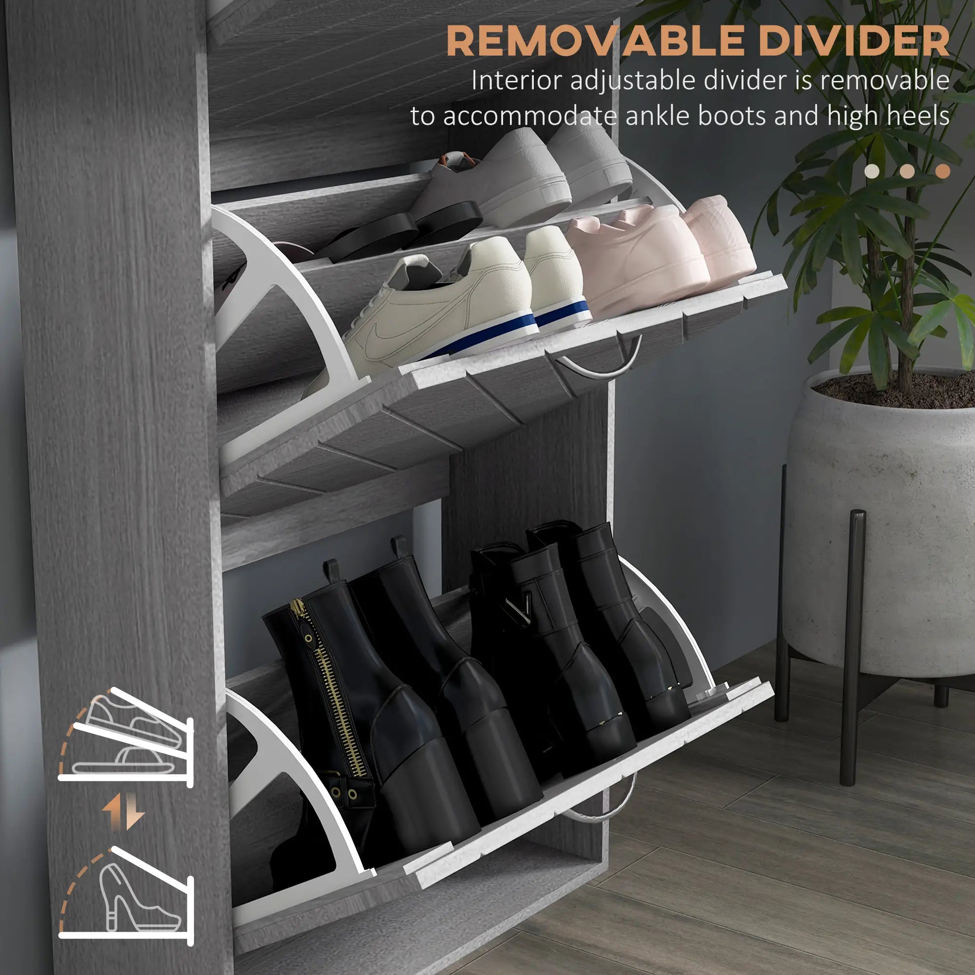 Shoe Storage Cabinet, 3 Flip Drawers, Slim 12 Pair Organizer Shoe Storage Cabinets & Racks at Gallery Canada