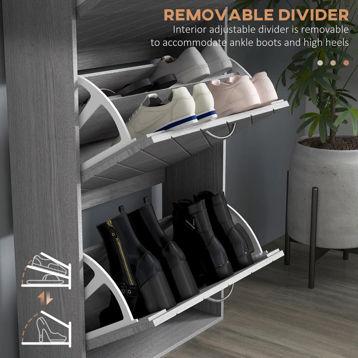 Shoe Storage Cabinet, 3 Flip Drawers, Slim 12 Pair Organizer Shoe Storage Cabinets & Racks at Gallery Canada