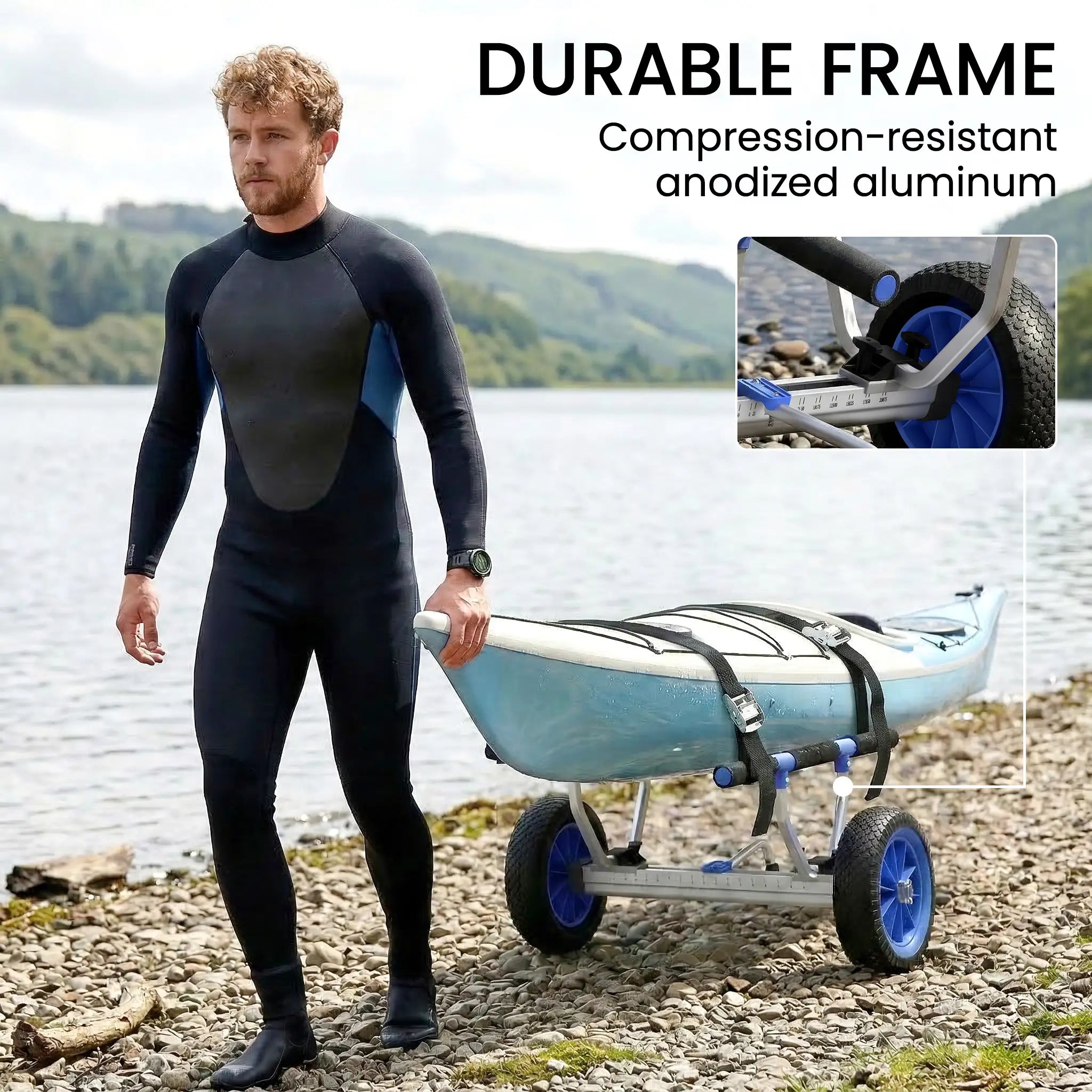 Kayak Cart Dolly, Adjustable Width, Sky Blue Kayak Carts at Gallery Canada