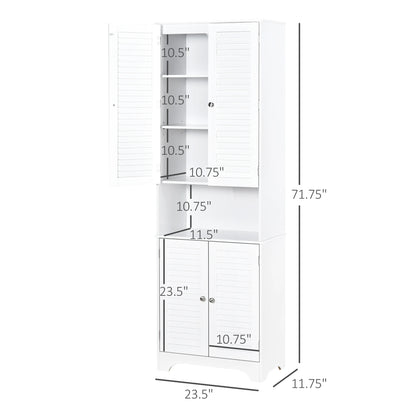 Tall Bathroom Storage Cabinet, 4 Shutter Doors, Adjustable Shelves, White Bathroom Cabinets at Gallery Canada