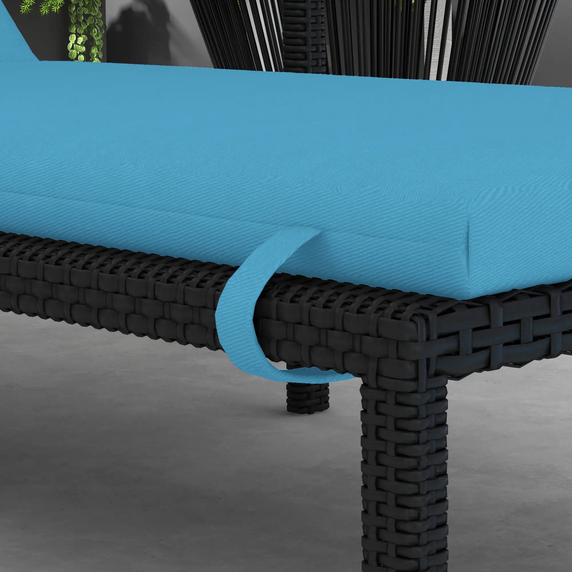 Patio Chaise Lounge Cushion, Sun Lounger Pad with Headrest, Turquoise Patio Chair Cushions at Gallery Canada