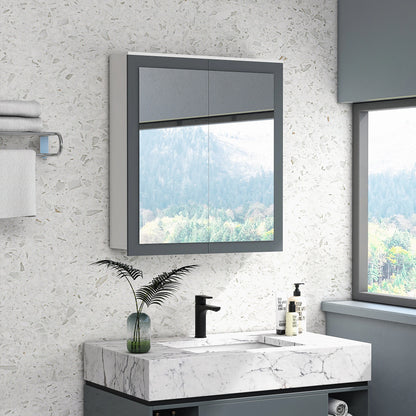 Wall Mounted Bathroom Mirror Cabinet, Double Doors, Adjustable Shelves, White Mirror Medicine Cabinets at Gallery Canada