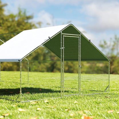 Metal Chicken Coop with Water- and UV-Protection Cover for Backyard Hen, Duck, Rabbit, 32.8' x 9.8' x 6.4' Chicken Coops at Gallery Canada