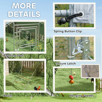 Large Metal Chicken Run, Waterproof UV-Resistant Cover, Feeding Door, Hanging Feeder, Perch, 24-30 Chickens Chicken Coops at Gallery Canada