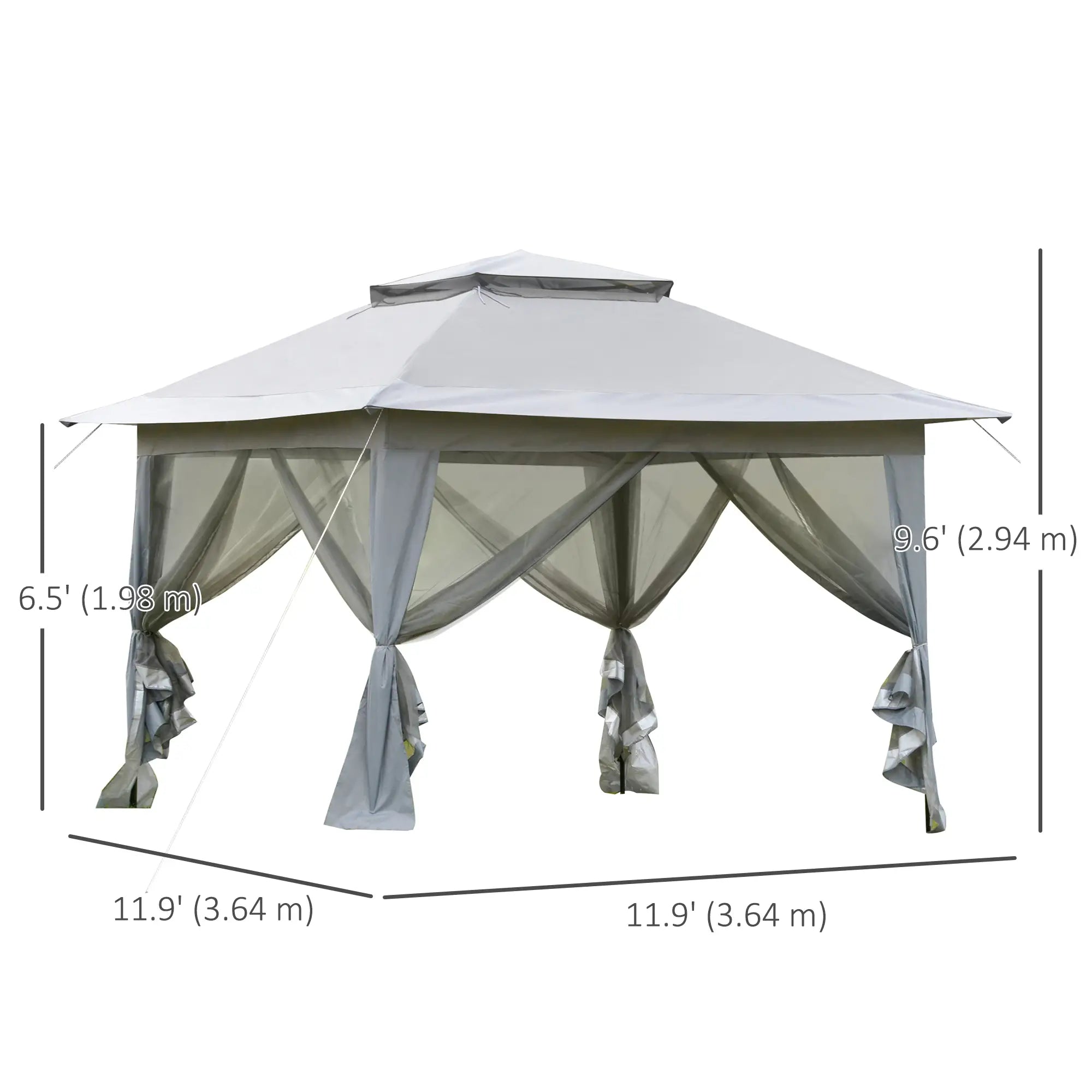 12' x 12' Foldable Pop-Up Party Tent, Canopy Sun Shade, Light Grey Pop Up Canopies at Gallery Canada